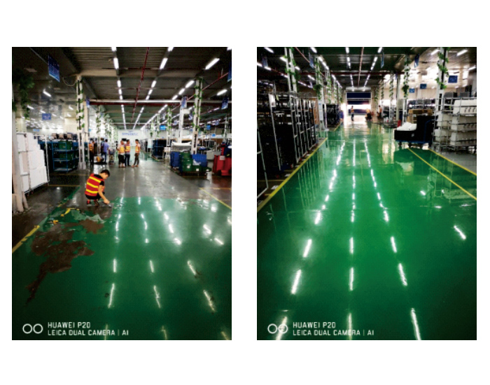 環(huán)氧地坪表層脫落，采用ADS-08背水壓反滲漏防霉涂料做地面處理后，完美修復